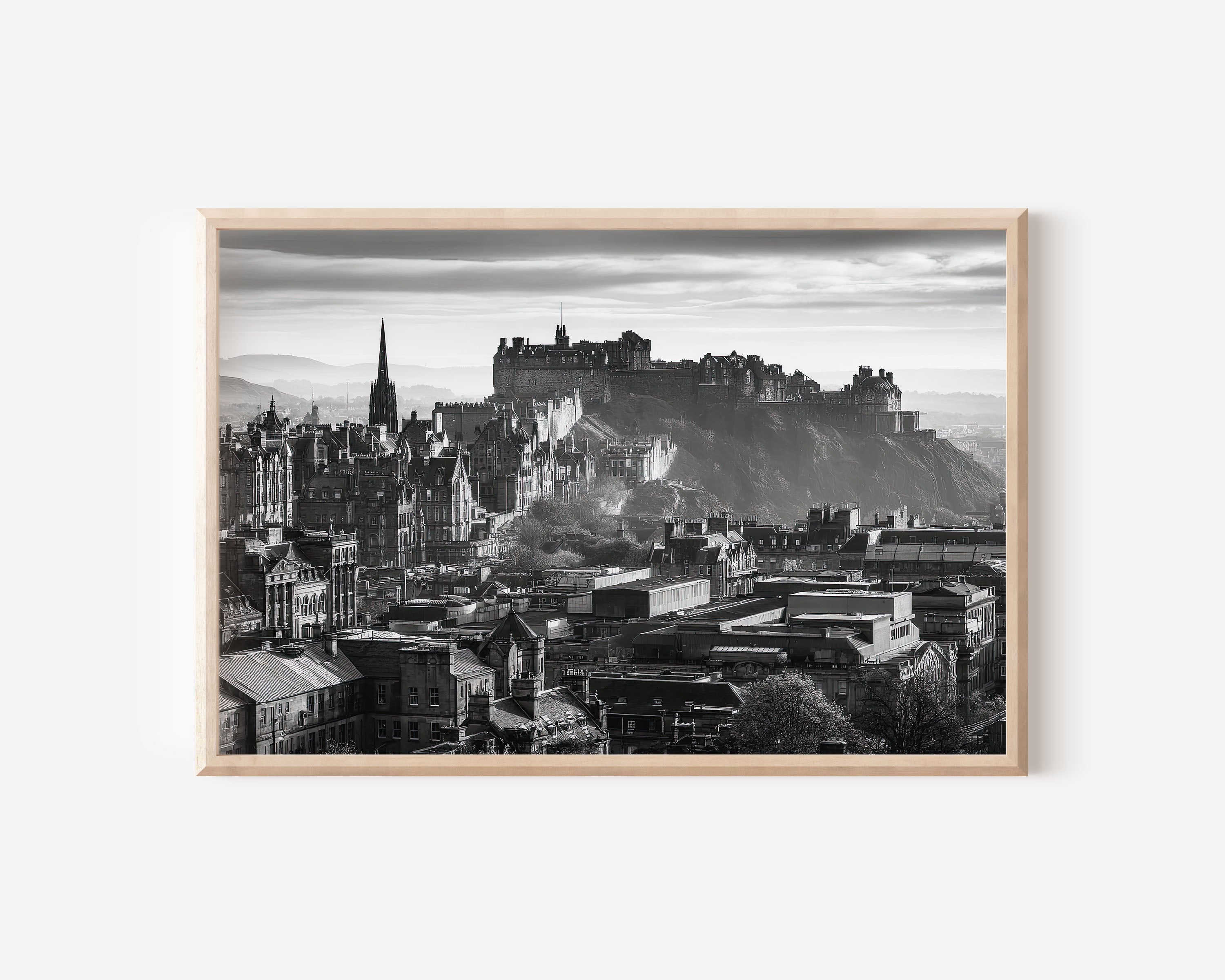 Edinburgh Castle Wall Art – Black and White Scotland Print