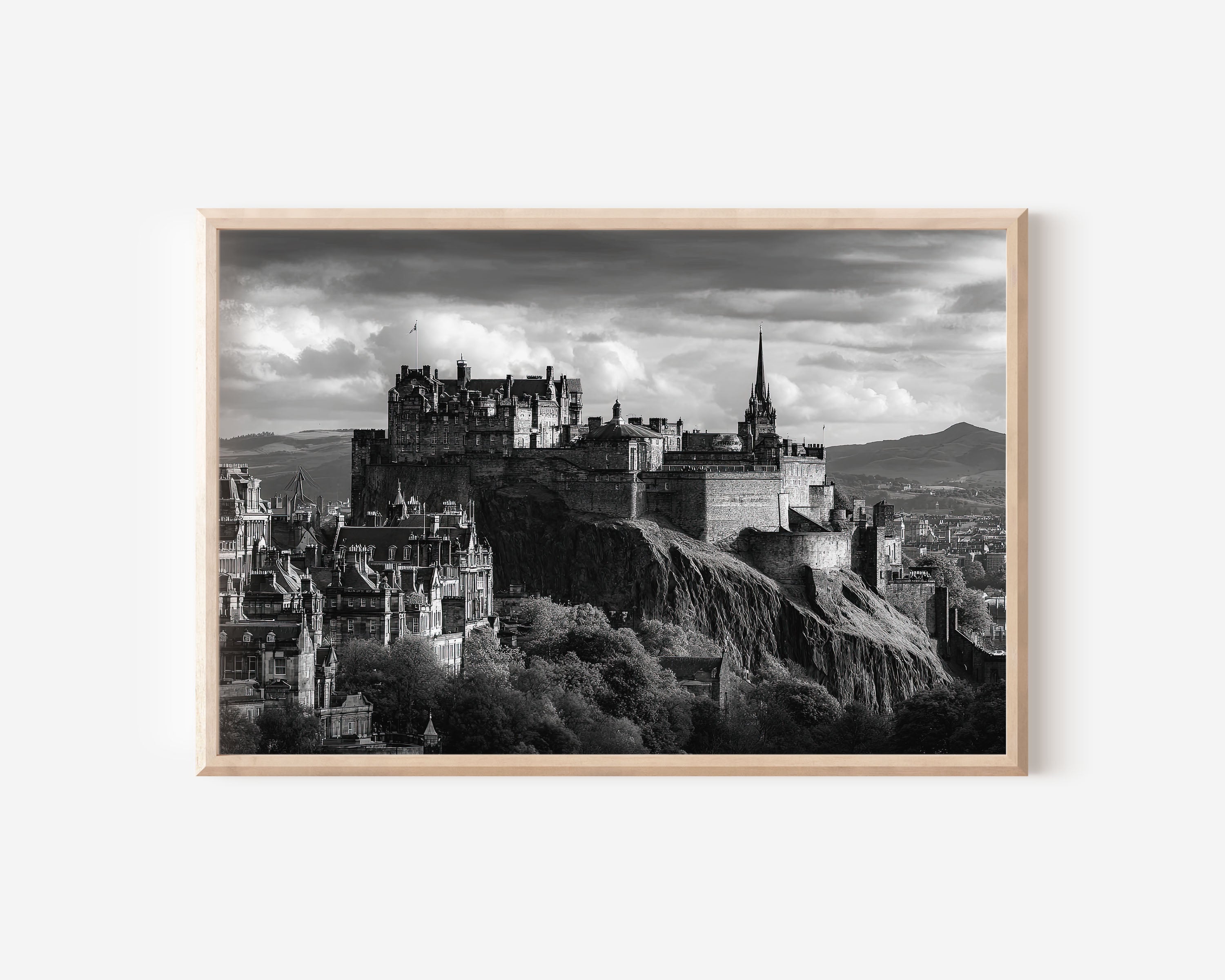 Edinburgh Castle Close Up Wall Art – Black and White Scotland Print