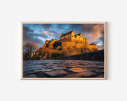 Edinburgh Castle Golden Hour Wall Art Print – Scotland Historic Canvas