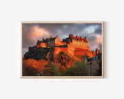 Edinburgh Castle Scotland Sunset Wall Art Print – Dramatic Cityscape Canvas