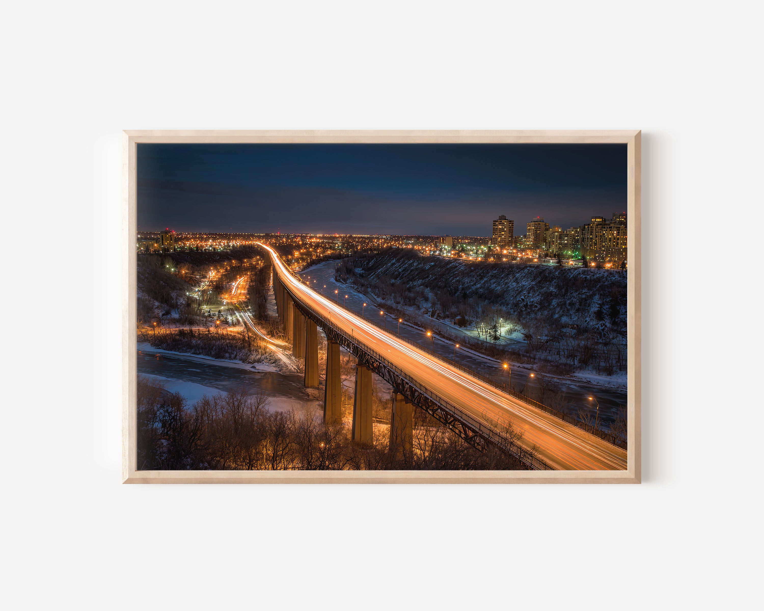 Edmonton High Level Bridge Night Wall Art Print, Canada