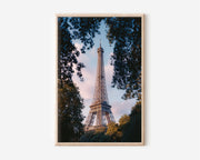 Eiffel Tower Through Trees Wall Art Print | Paris France Champ de Mars Dusk Photography | French Travel Poster | Romantic Parisian Home Decor