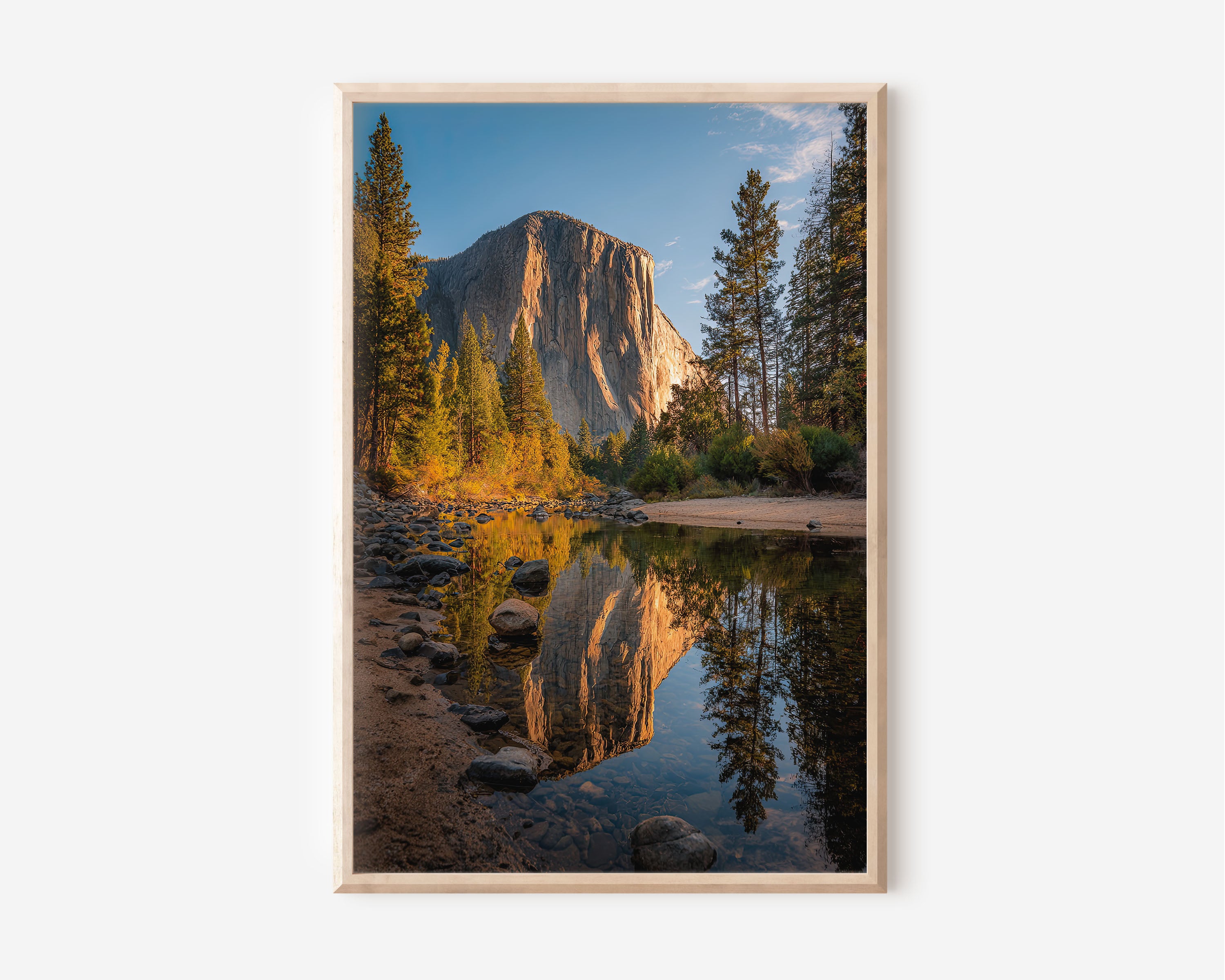 El Capitan Merced River Reflection Print | Yosemite Autumn Wall Art | Yosemite Valley River Mirror Reflection Landscape Photography Poster