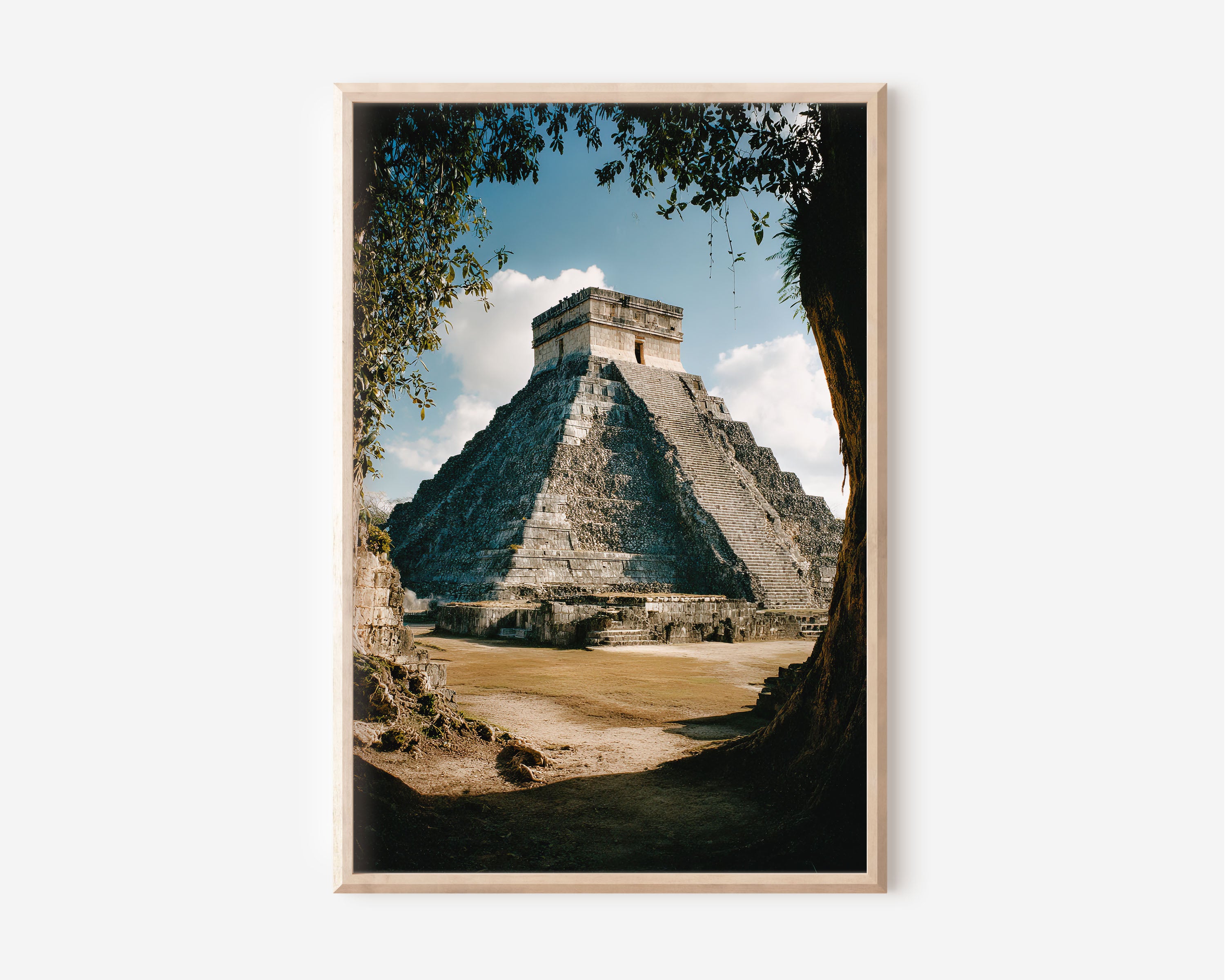 Chichen Itza El Castillo Wall Art Print | Mexico Mayan Pyramid Photography | Yucatan Ancient Temple Landscape Poster | Latin America Travel Print | World Wonder Home Decor