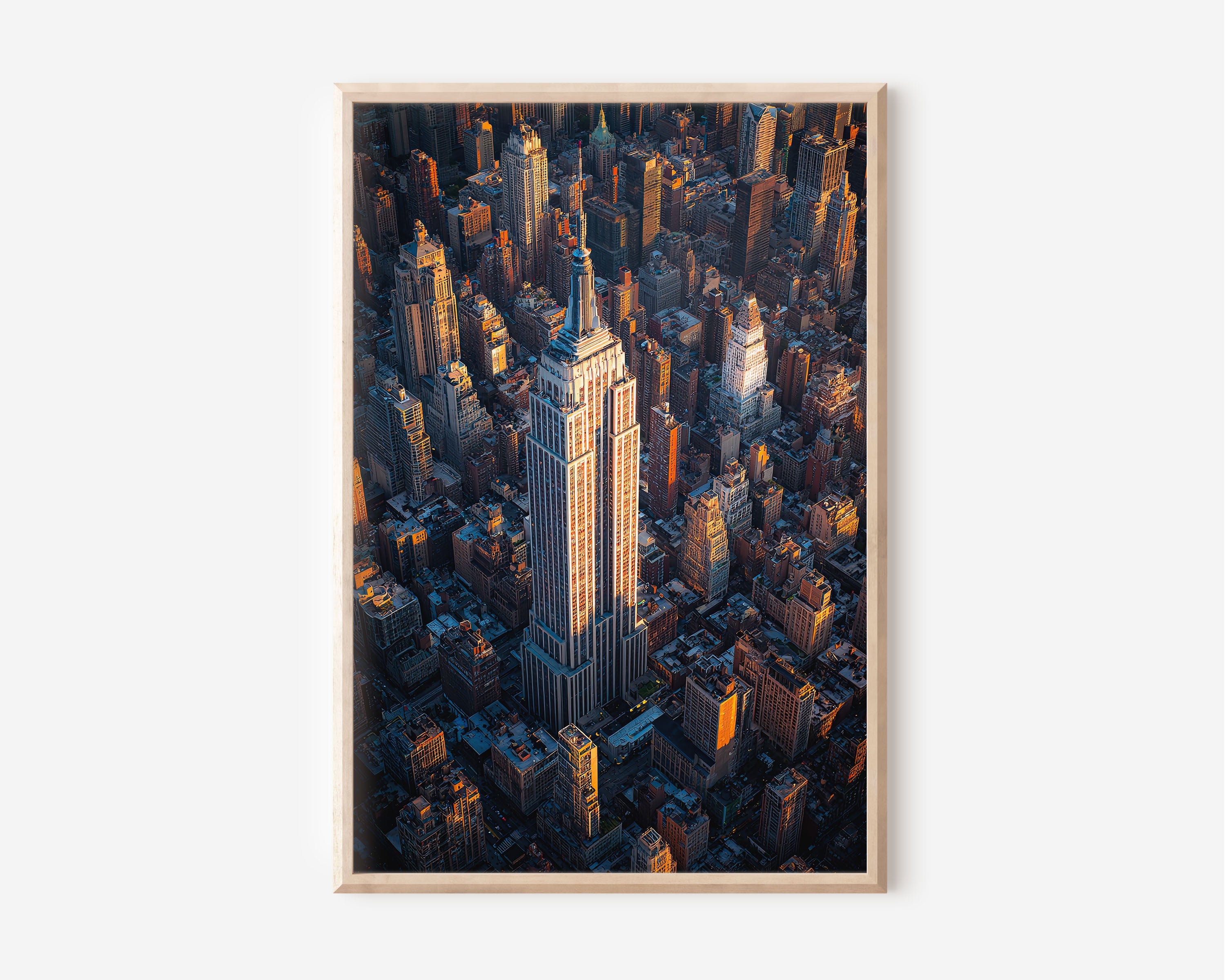 Empire State Building Close Aerial Wall Art Print | Manhattan New York City Photography | Art Deco Skyscraper Sunset Poster