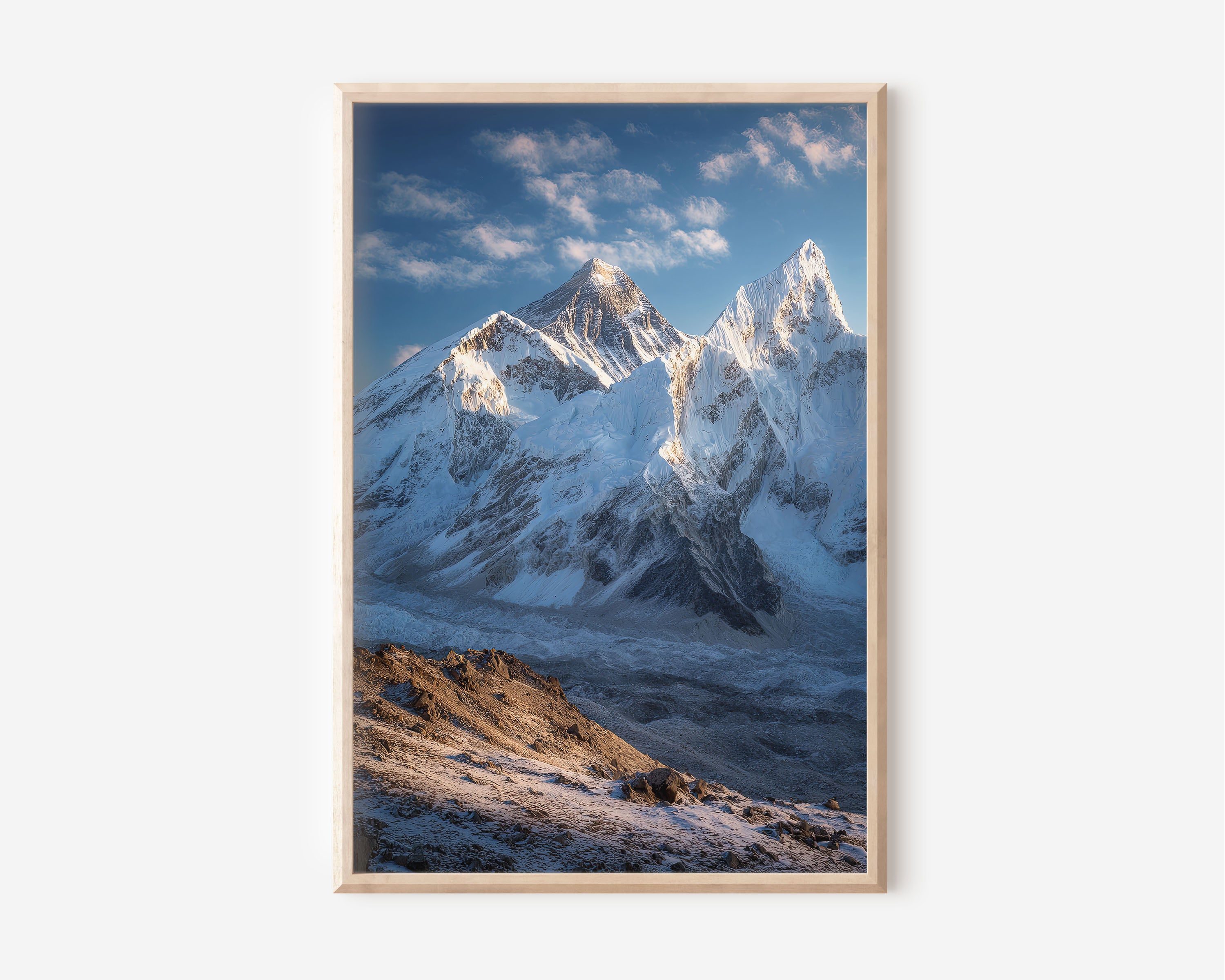 Everest and Nuptse from Kala Patthar Wall Art Print | Nepal Himalaya Khumbu Glacier Sunrise Photography | Everest Trek Poster | Mountain Adventure Home Decor