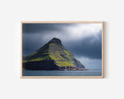 Faroe Islands Kalsoy Cliff Wall Art – Nordic Ocean Mountain Landscape Print, Dramatic Nature Decor