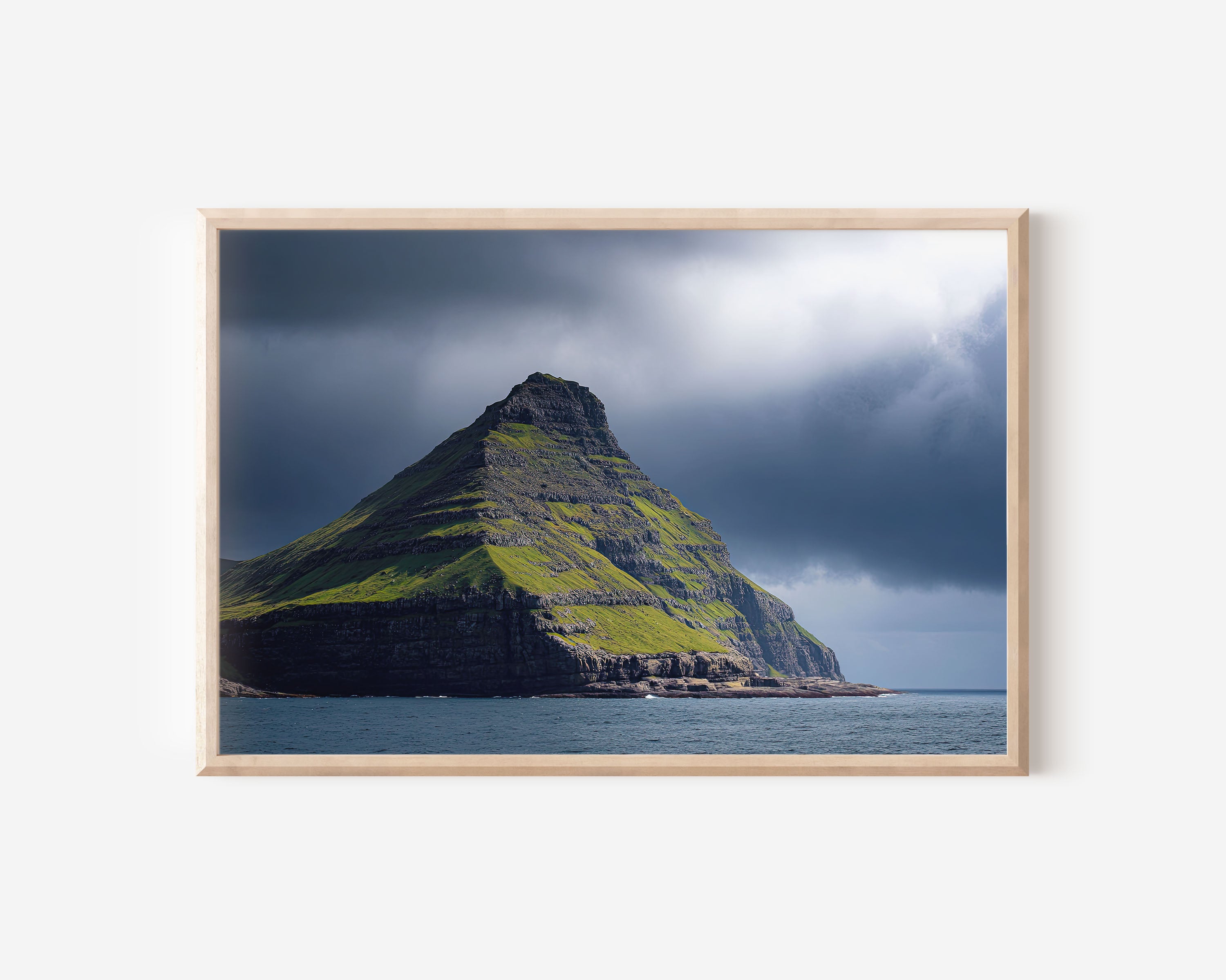 Faroe Islands Kalsoy Cliff Wall Art – Nordic Ocean Mountain Landscape Print, Dramatic Nature Decor