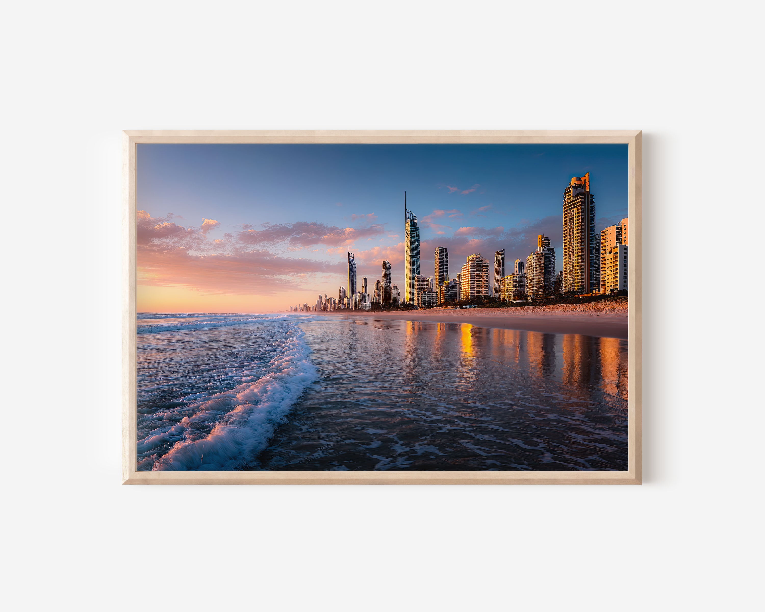 Gold Coast Skyline Wall Art Print | Sunset Beach Cityscape Photography