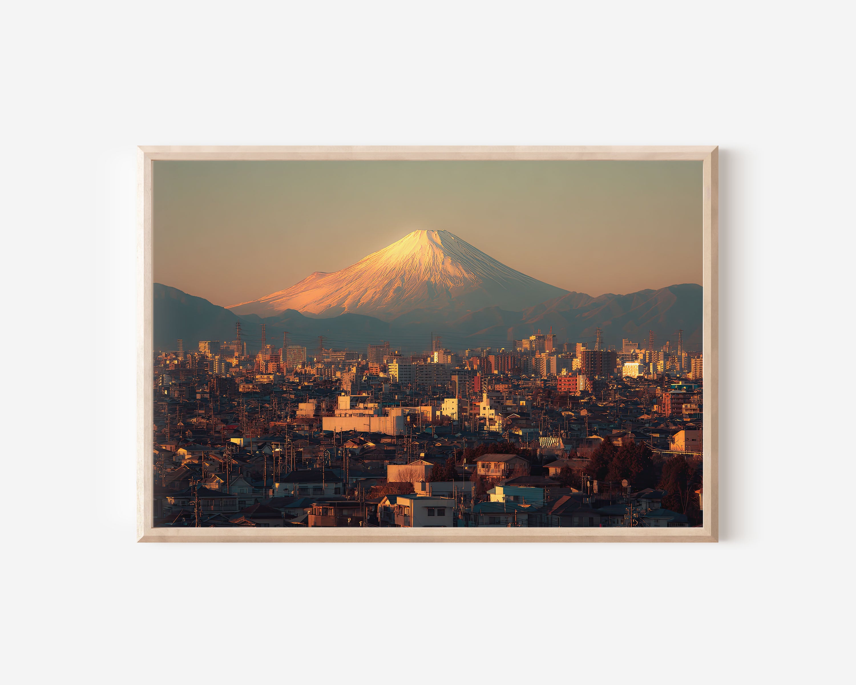 Mount Fuji Japan Wall Art | Fujiyoshida Cityscape Japanese Landscape Print