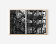 New York Fire Escape Wall Art Print – Black and White Urban Photography