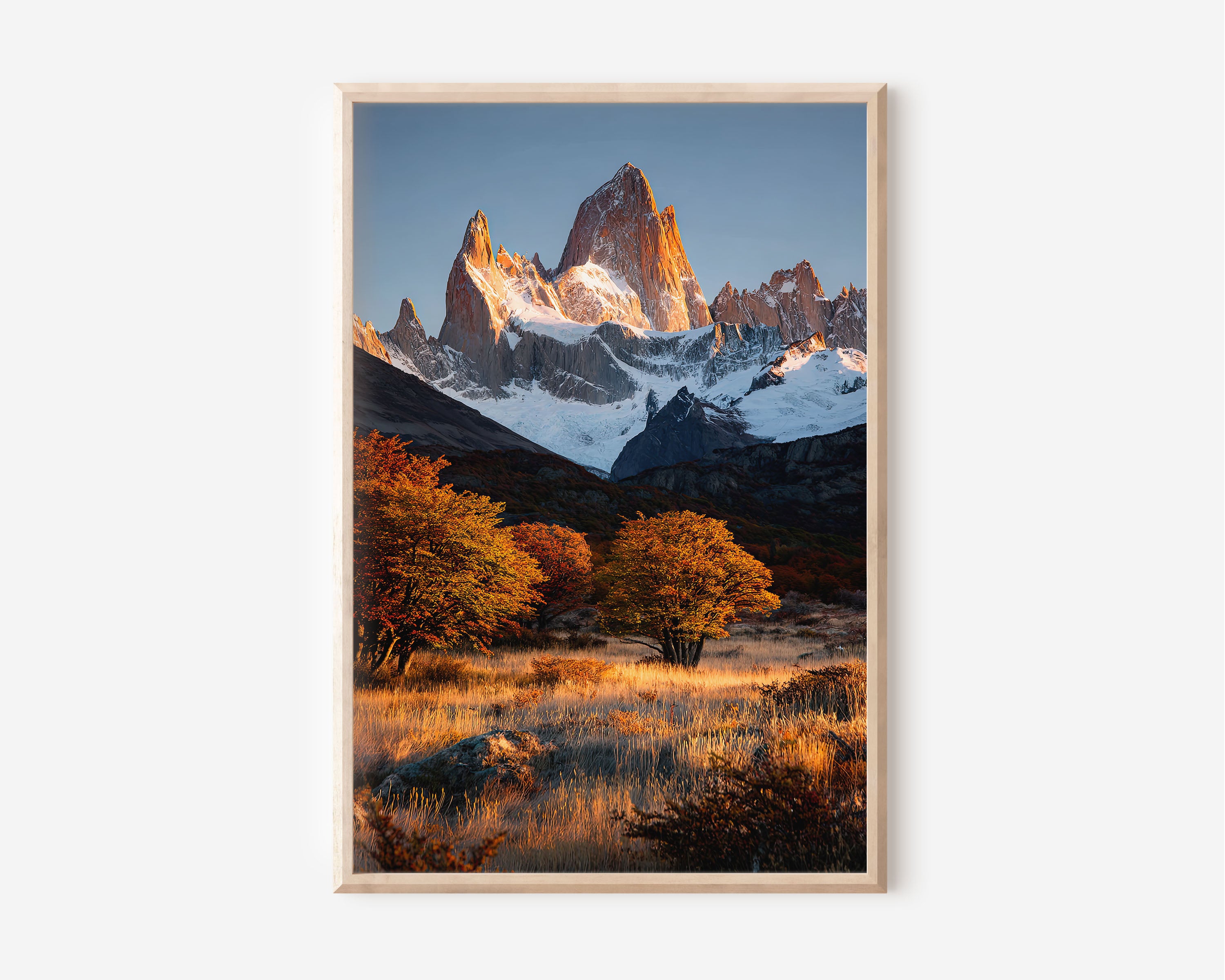 Fitz Roy Golden Hour Print | Patagonia Autumn Wall Art | Argentina Mountain Sunrise | Travel Photography Poster
