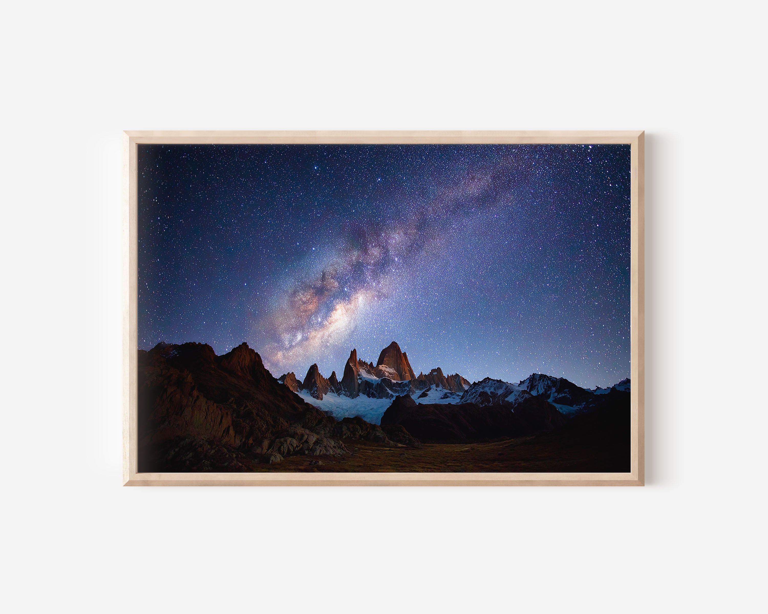 Milky Way Over Patagonia Mountains Wall Art – Galactic Night Sky Print