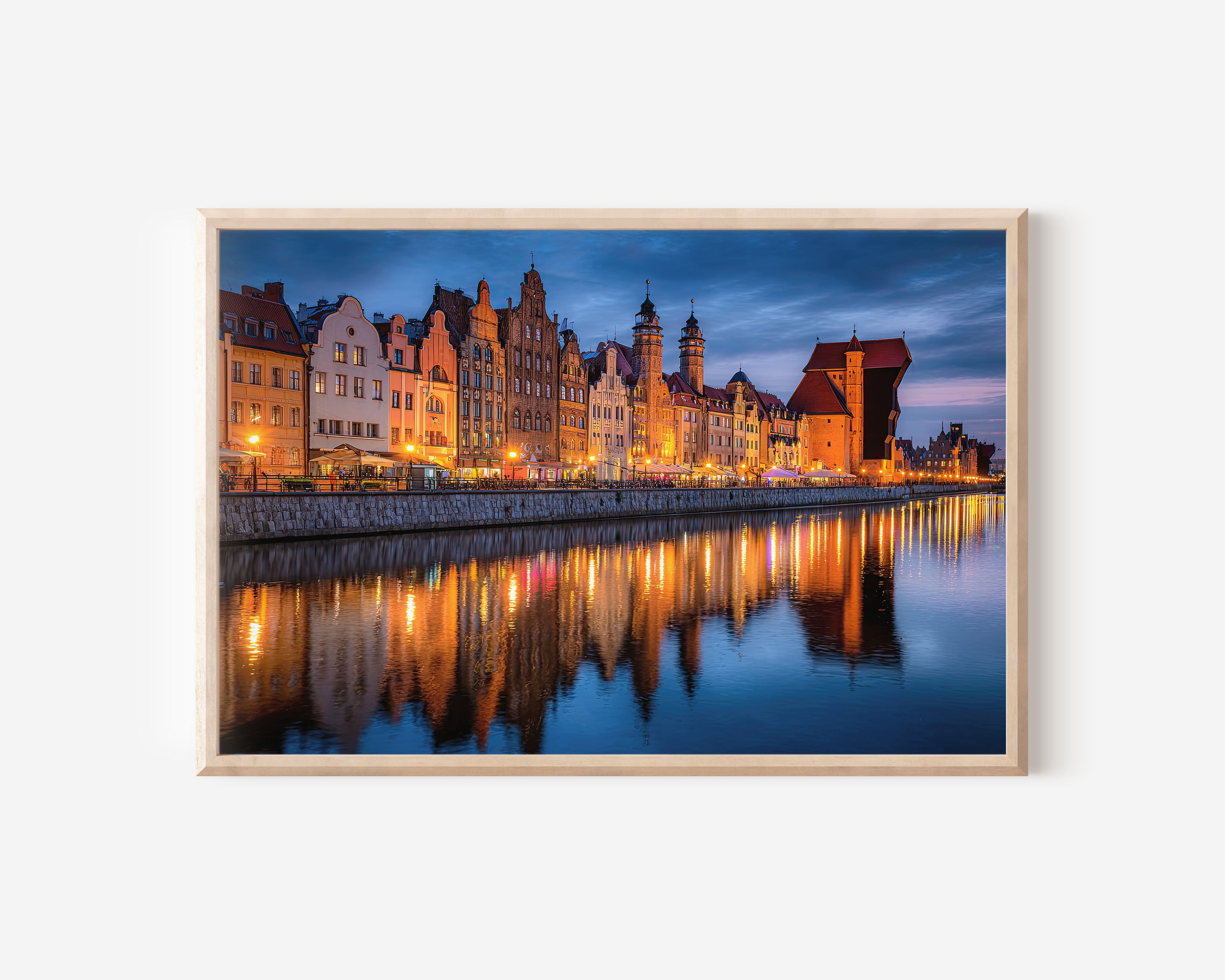 Gdansk Poland Waterfront Wall Art Print – Old Town Sunset Canvas