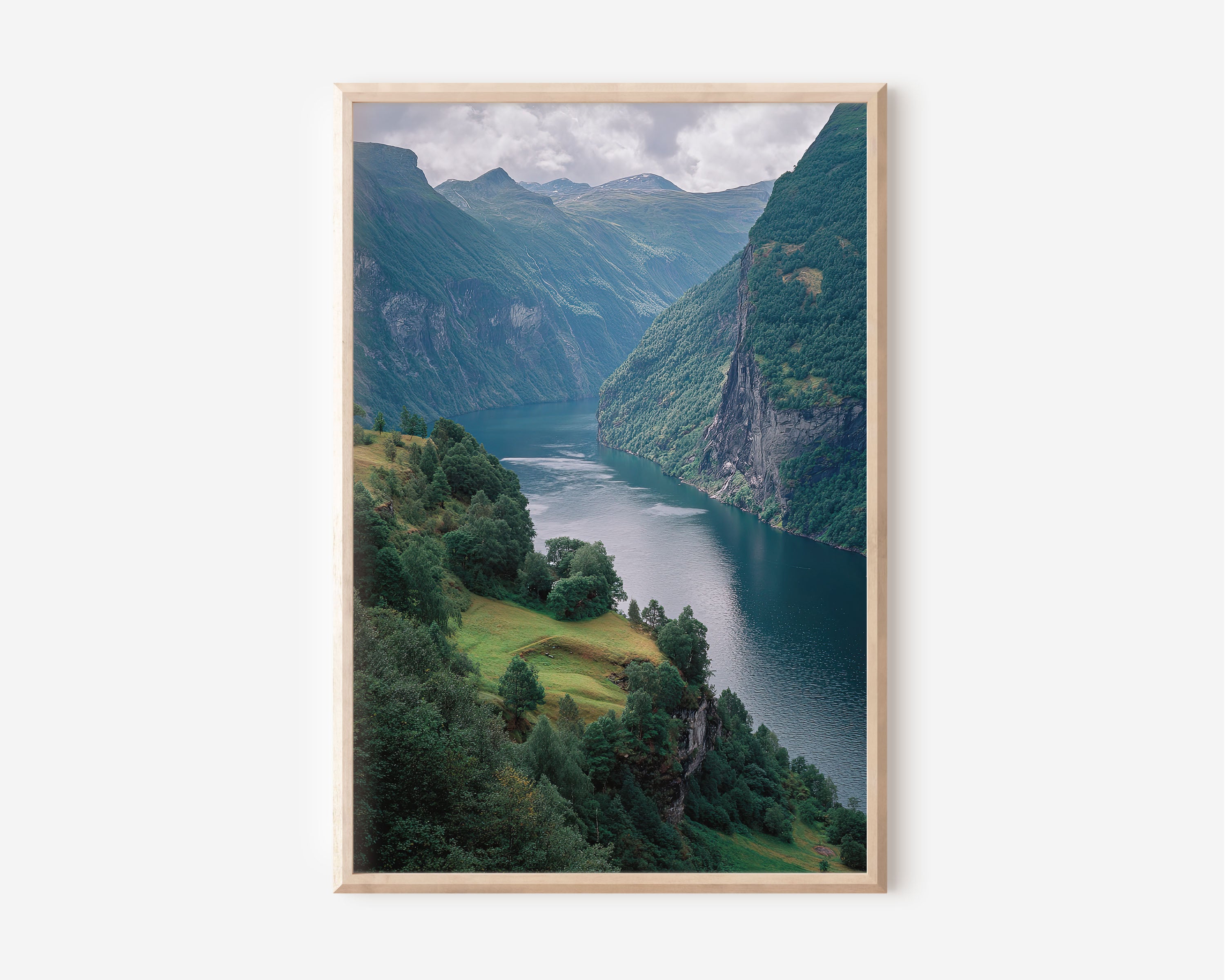 Geirangerfjord Norway Wall Art Print | UNESCO Seven Sisters Waterfall Norwegian Fjord Photography | Scandinavia Travel Poster | Nordic Nature Home Decor