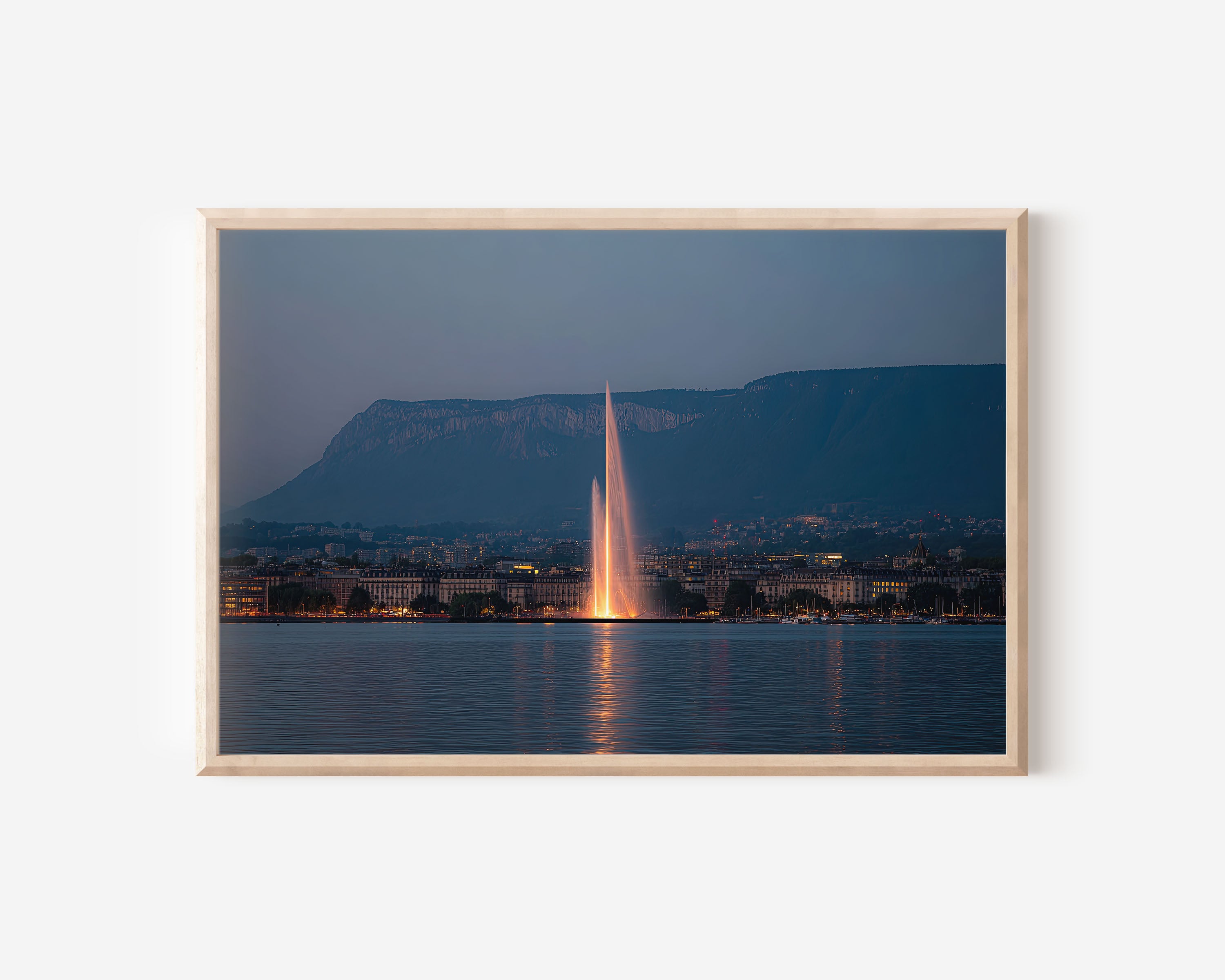 Geneva Jet d’Eau Fountain Wall Art | Lake Geneva Switzerland Print