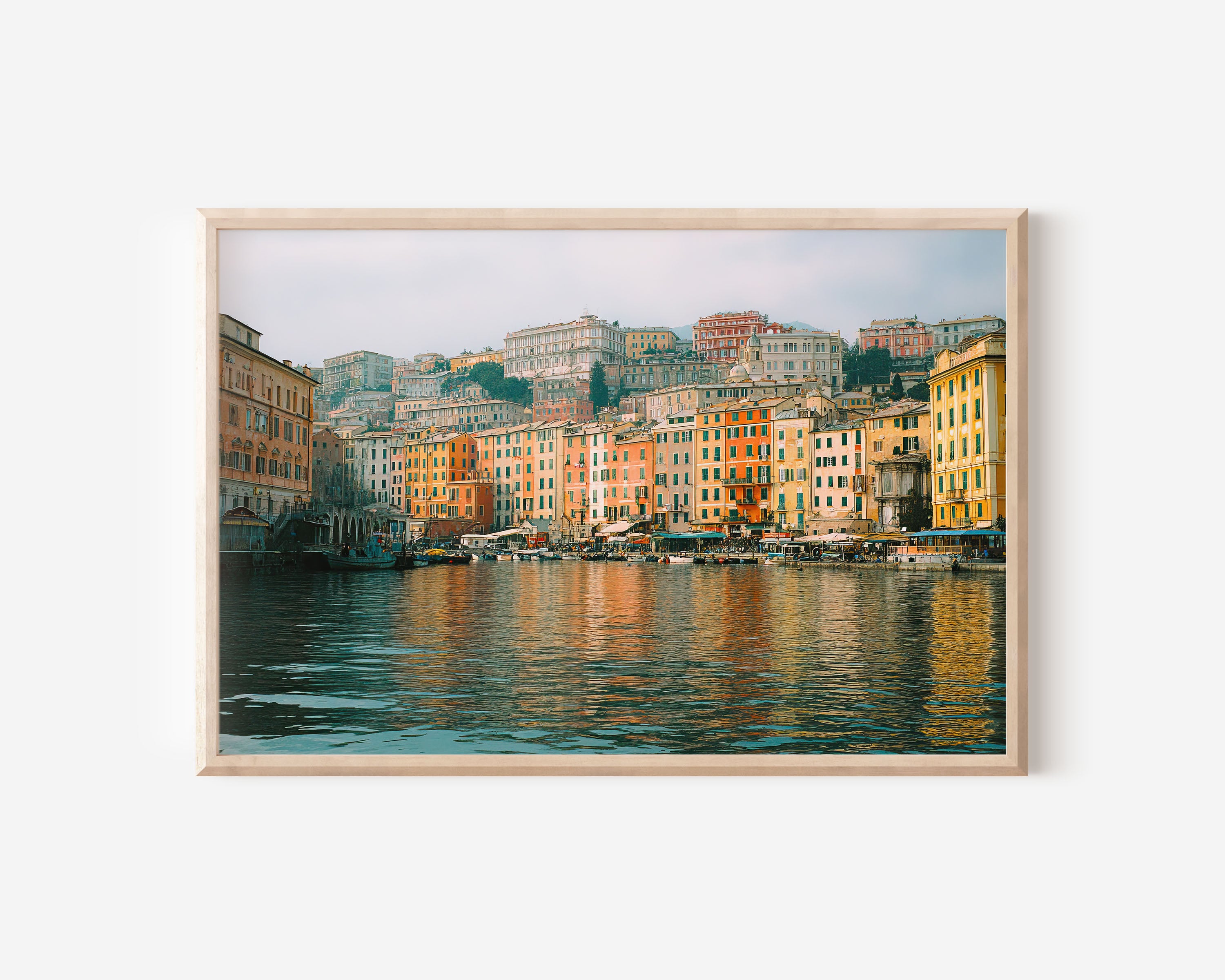 Genoa Old Harbor Wall Art – Liguria Italy Colorful Waterfront City