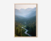 Glacier National Park River Valley Print | Montana Wilderness Wall Art | Rocky Mountain Forest River Landscape Photography Poster
