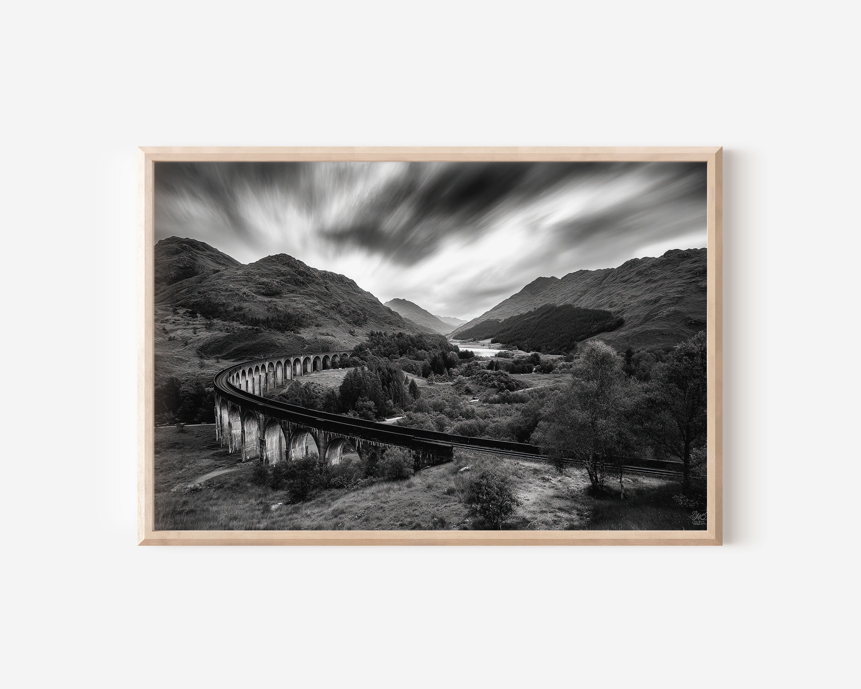 Glenfinnan Viaduct Black & White Wall Art Print