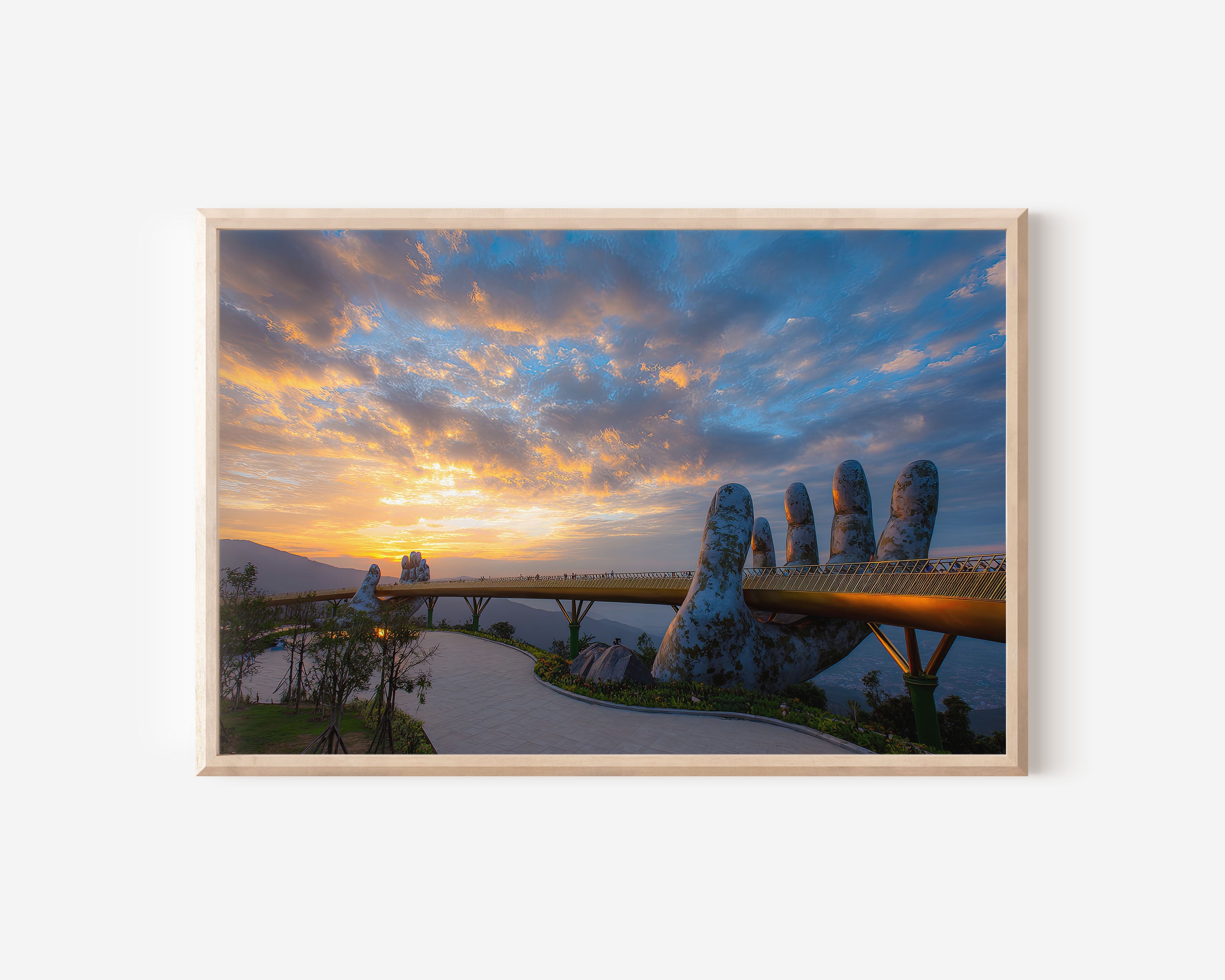 Golden Bridge Da Nang Vietnam Wall Art Print – Sunset Skywalk Canvas