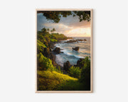 Golden Cliffs of Hana Maui Hawaii Coastal Sunset Wall Art Print | Hawaiian Tropical Landscape Photography Poster | Island Nature Decor