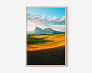 Golden Dolomites Sunset Wall Art Print | Alpine Landscape Canvas