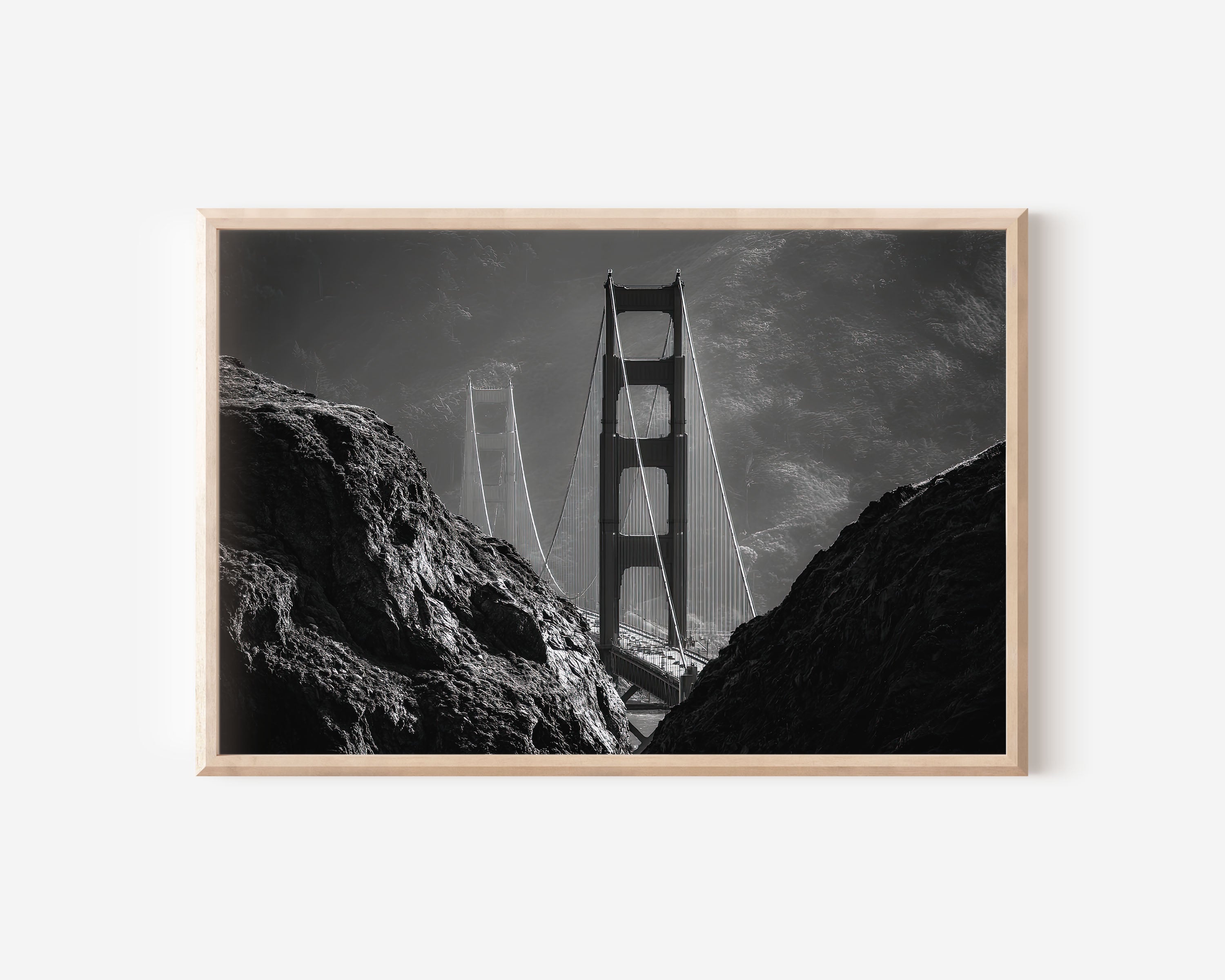 Golden Gate Bridge Black & White Wall Art Print