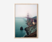 Golden Gate Bridge Fog Wall Art Print | San Francisco Bay California Coastal Photography | USA Travel Poster | Modern American Home Decor