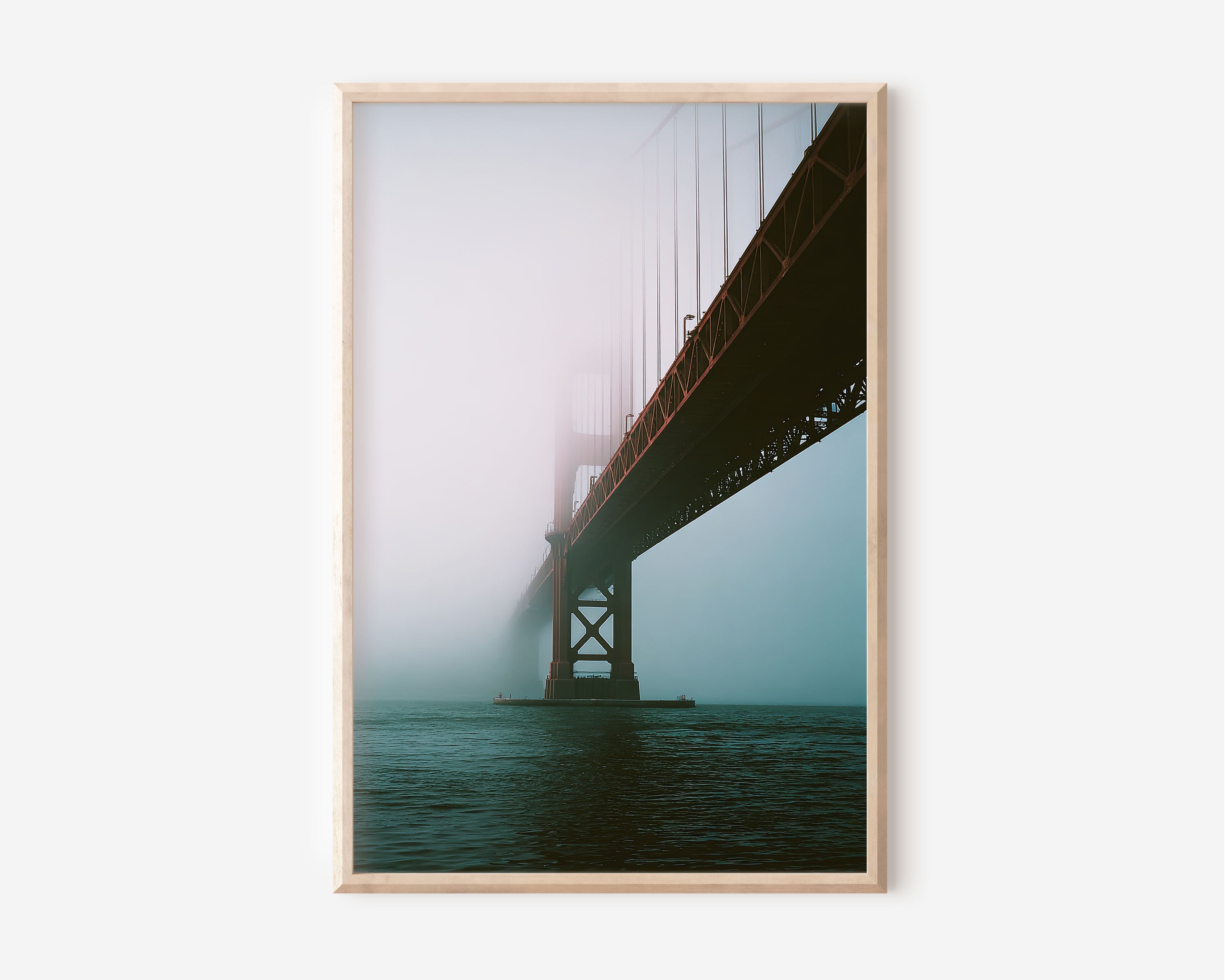 Golden Gate Bridge Fog Wall Art Print | San Francisco Minimal Canvas