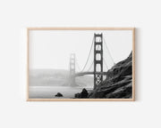 Golden Gate Bridge Minimal Black & White Wall Art Print