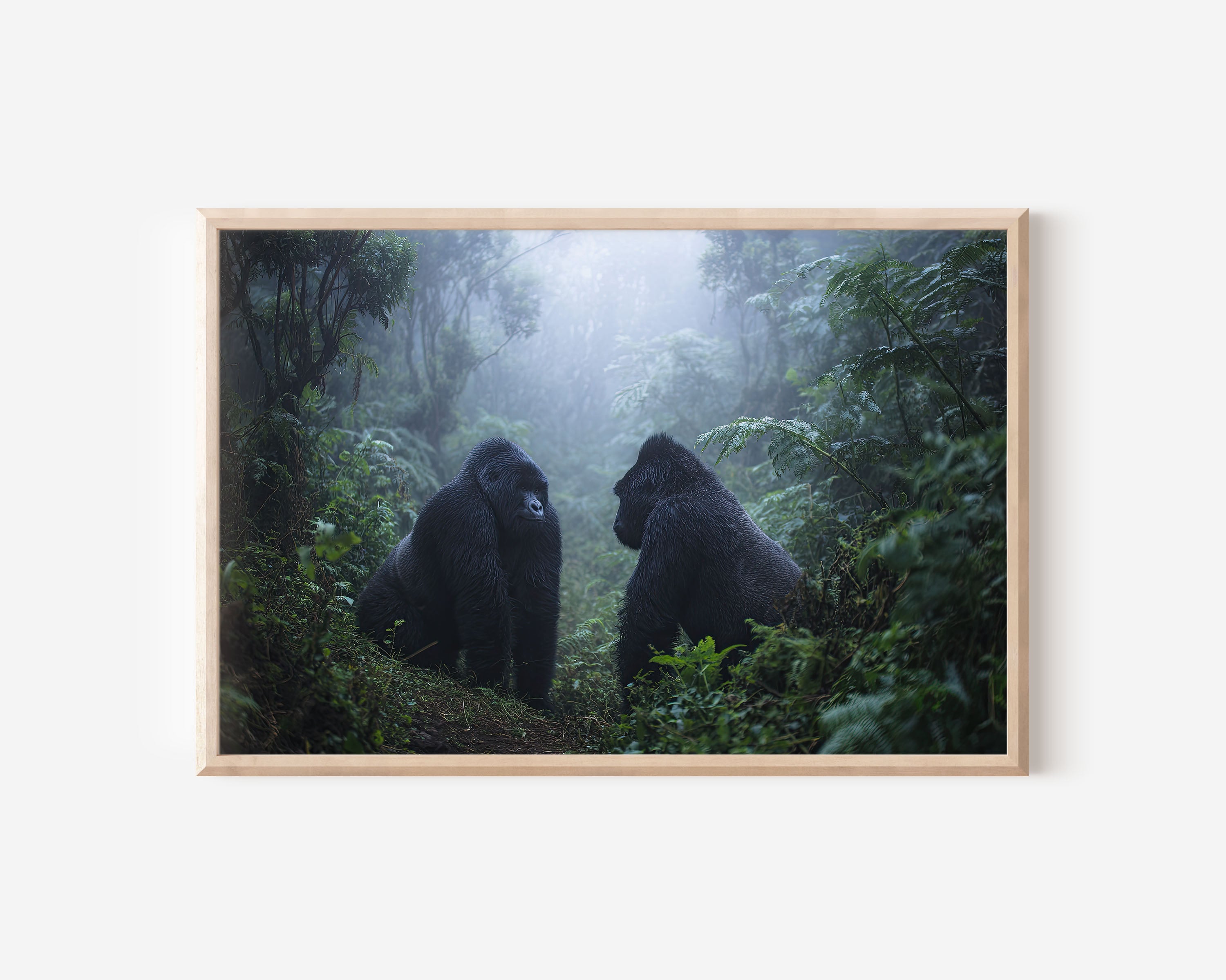 Guardians of the Mist – Mountain Gorillas Rainforest Wall Art Print