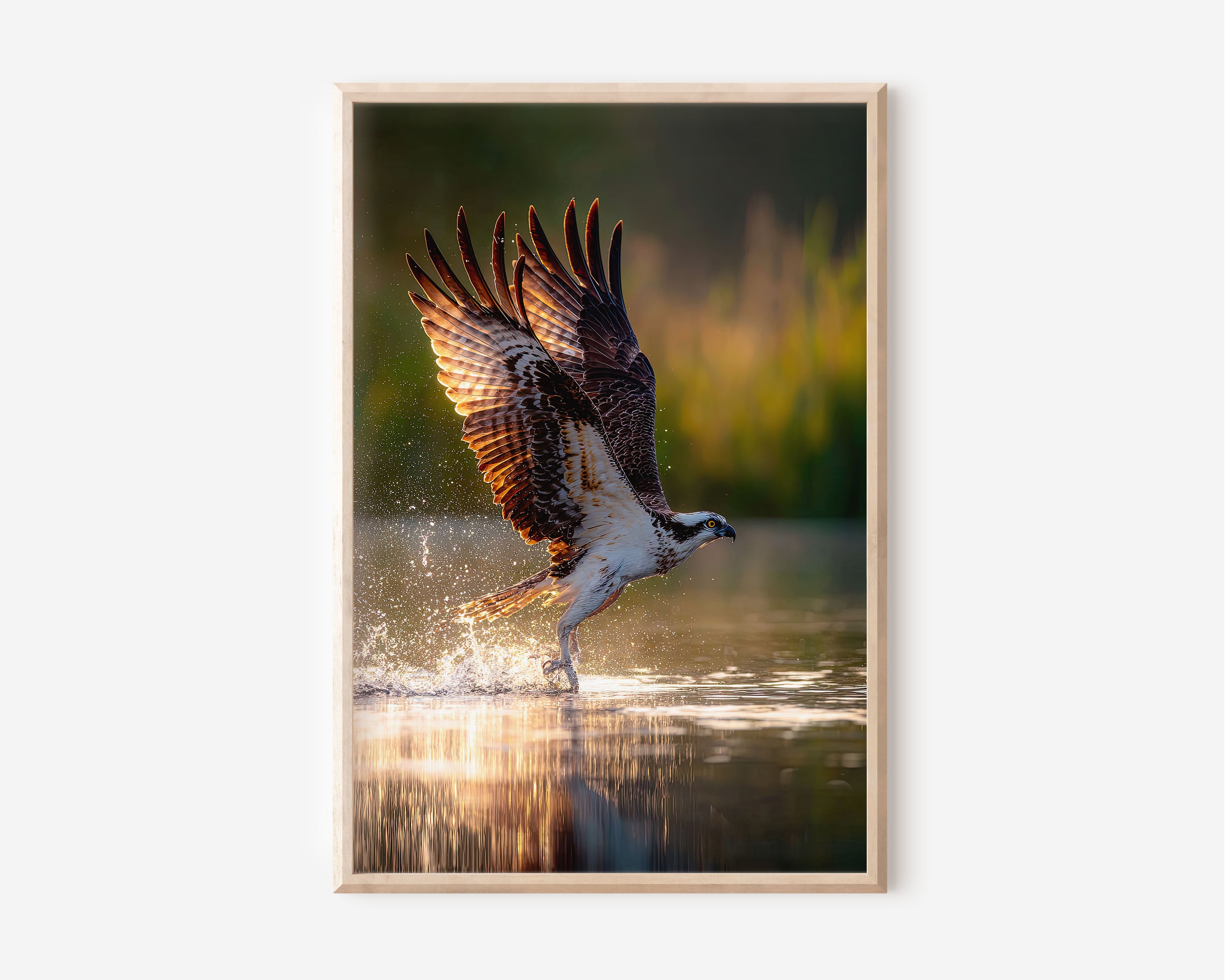 Golden Splash Bird Wall Art – Dynamic Wildlife Canvas Print, Action Nature Decor