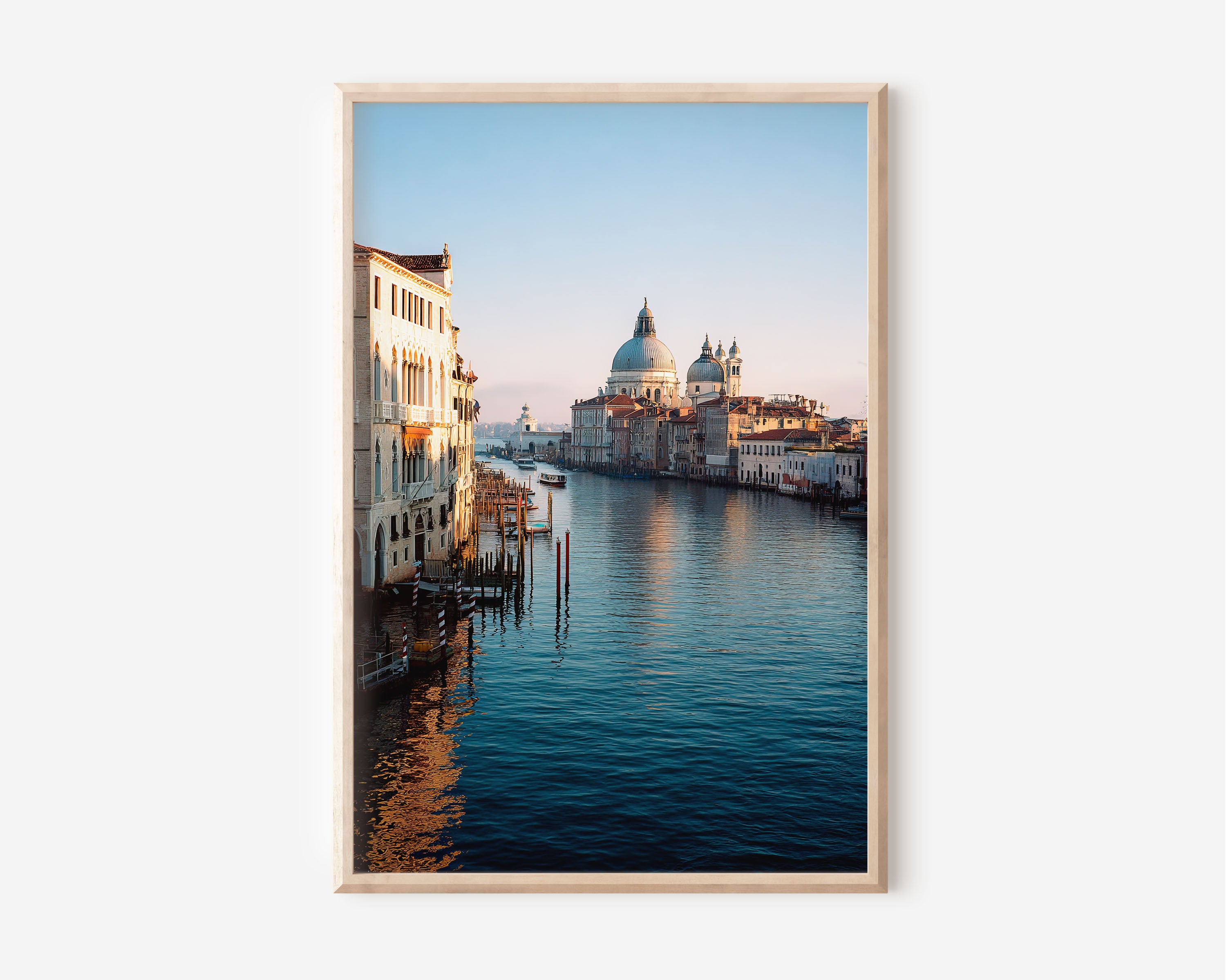 Venice Grand Canal Morning Wall Art Print | Santa Maria della Salute Sunrise Photography | Canal Grande Palazzo Cityscape Poster | Italy Travel Print | Elegant Home Decor