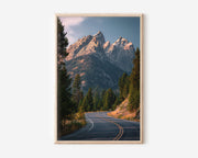 Grand Teton National Park Road Print | Wyoming Mountain Highway Wall Art | Teton Range Pine Forest Landscape Photography Poster