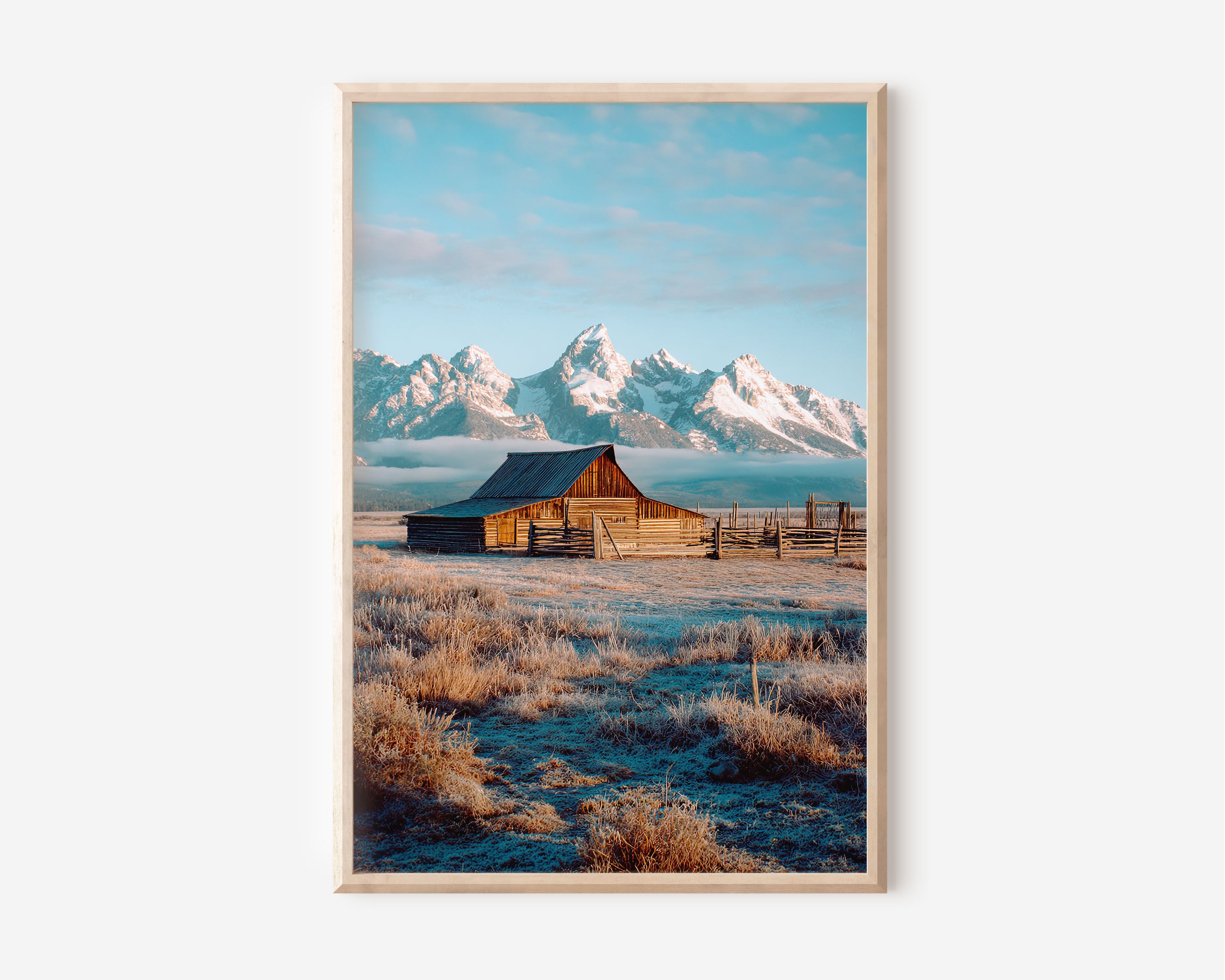 Grand Teton Barn Wall Art Print | Rustic Mountain Landscape Canvas