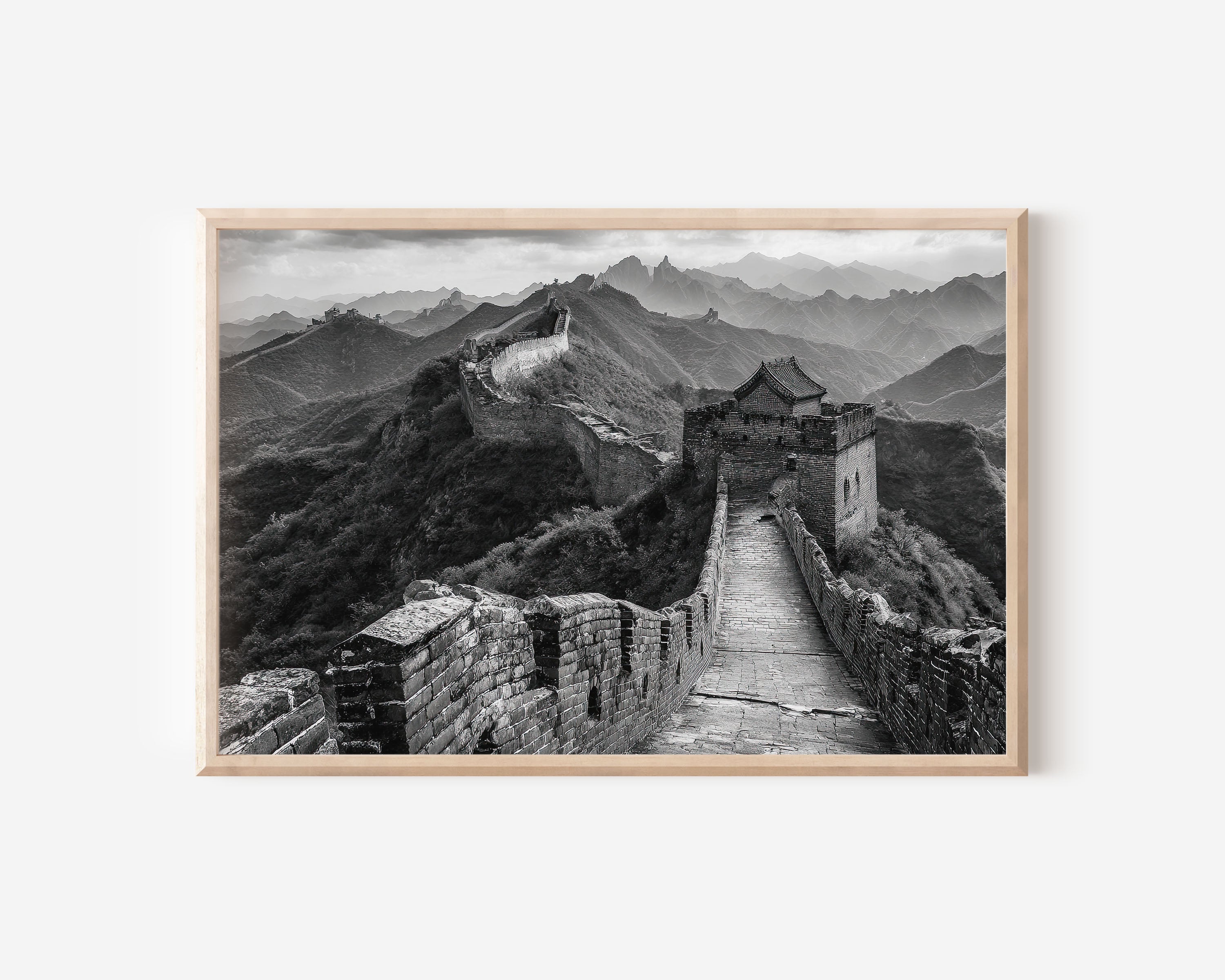 Great Wall of China Black & White Wall Art Print