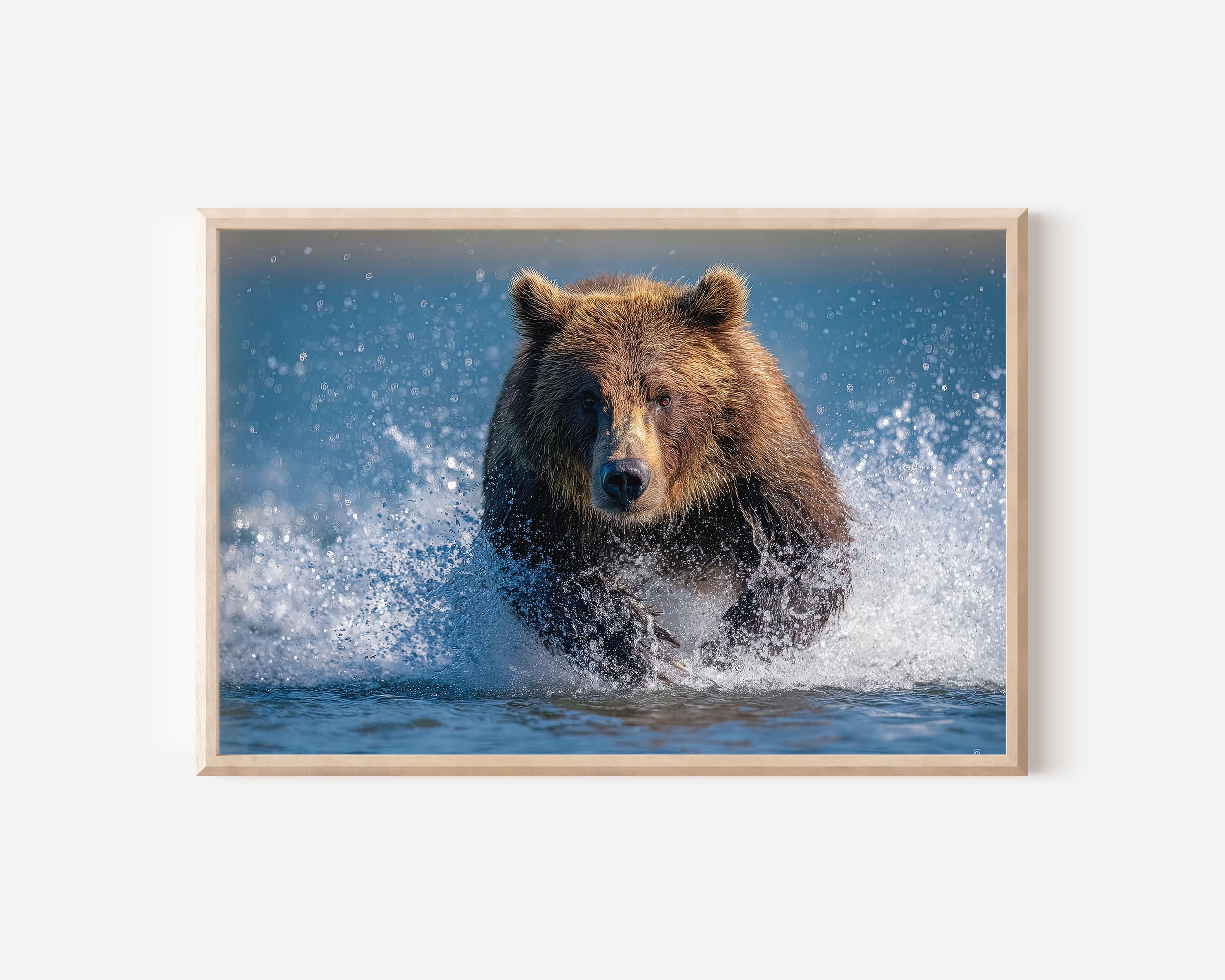 Grizzly Bear Wall Art – Powerful River Wildlife Photography Print