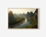 Guilin China Karst Mountains Wall Art Print – Li River Landscape Canvas