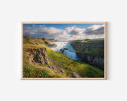 Gullfoss Waterfall Iceland Wall Art Print – Dramatic Canyon Landscape