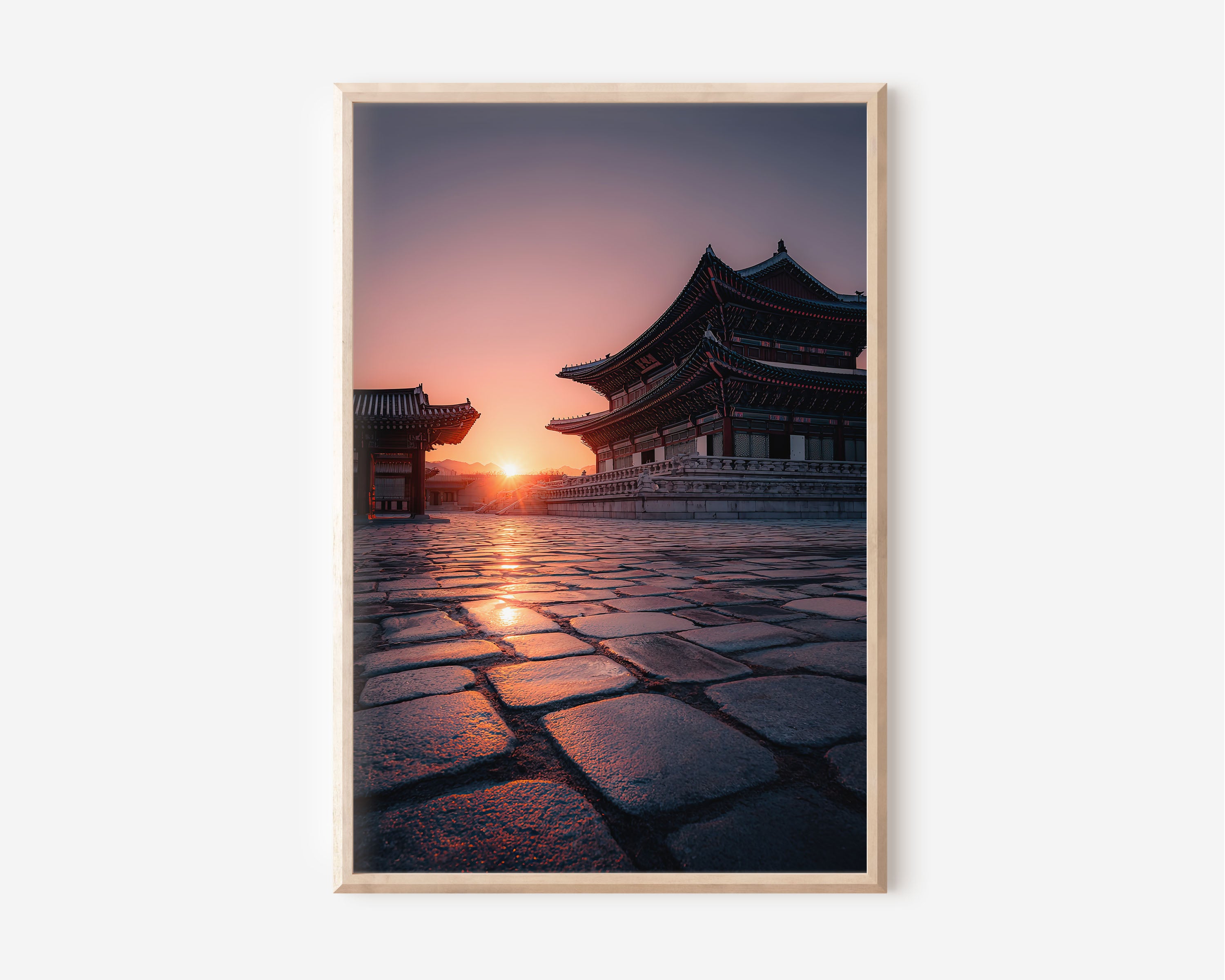 Gyeongbokgung Palace Seoul Sunrise Wall Art | Korean Historic Architecture Golden Hour Print | South Korea Travel Photography