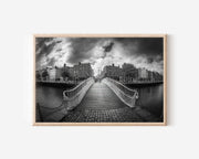 Ha’penny Bridge Walkway Black & White Wall Art Print