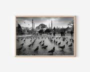 Hagia Sophia Square Black & White Canvas Print