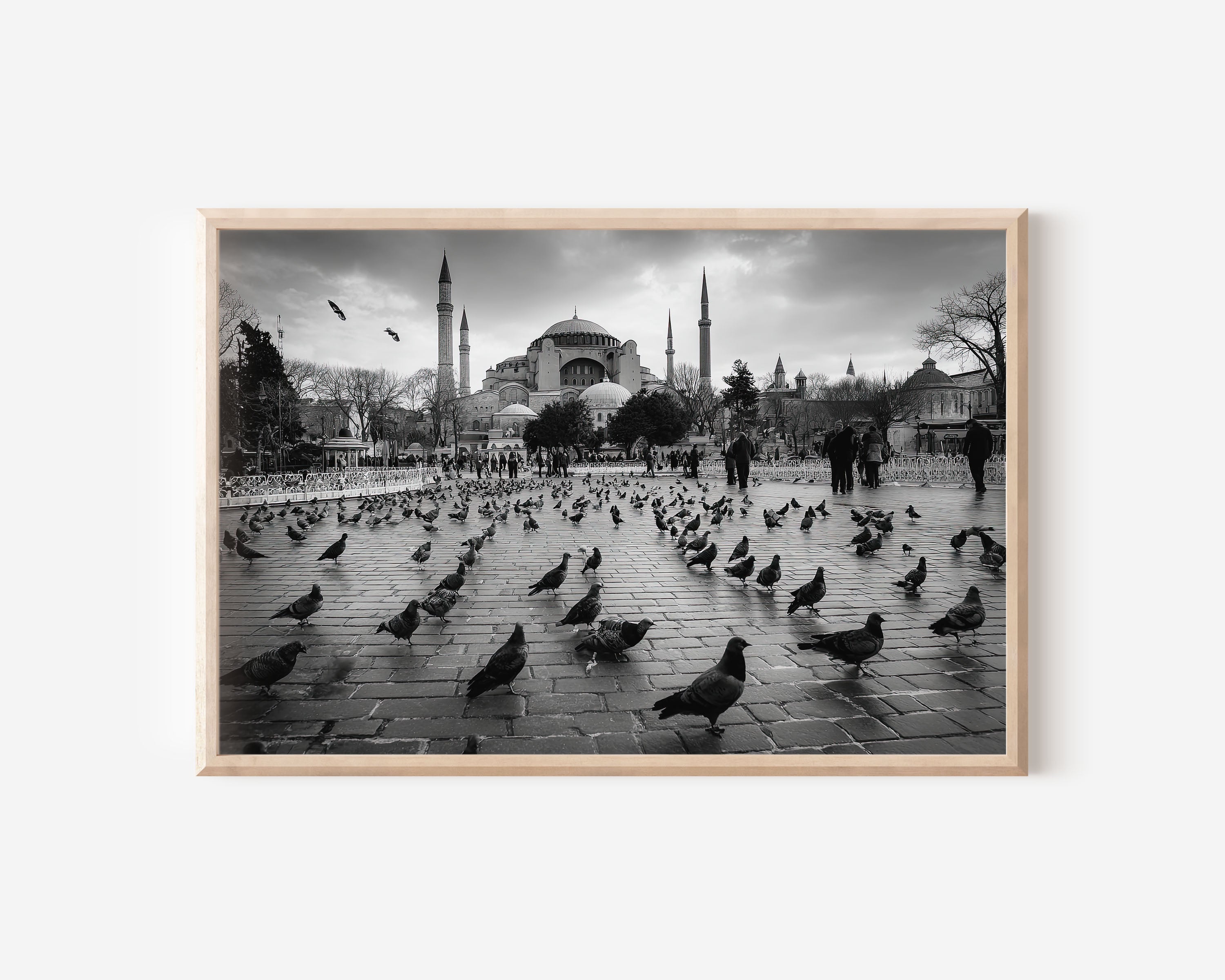 Hagia Sophia Square Black & White Canvas Print
