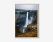 Háifoss Waterfall Iceland Print | Iceland Canyon Waterfall Wall Art | Icelandic Hiker Waterfall Landscape Photography Poster