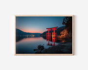 Hakone Japan Red Torii Gate Wall Art Print – Lake Ashi Sunset Landscape