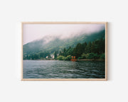 Hakone Lake Torii Gate Japan Wall Art Print, Misty Japanese Shrine Landscape