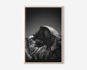 Yosemite Half Dome Night Wall Art Print | Black & White Starry Sky Photography | Yosemite National Park Poster | Moonlit Mountain Print | Dark Moody Home Decor