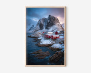 Hamnøy Lofoten Islands Wall Art Print | Norway Winter Fishing Village Photography | Red Rorbuer Arctic Coastal Poster