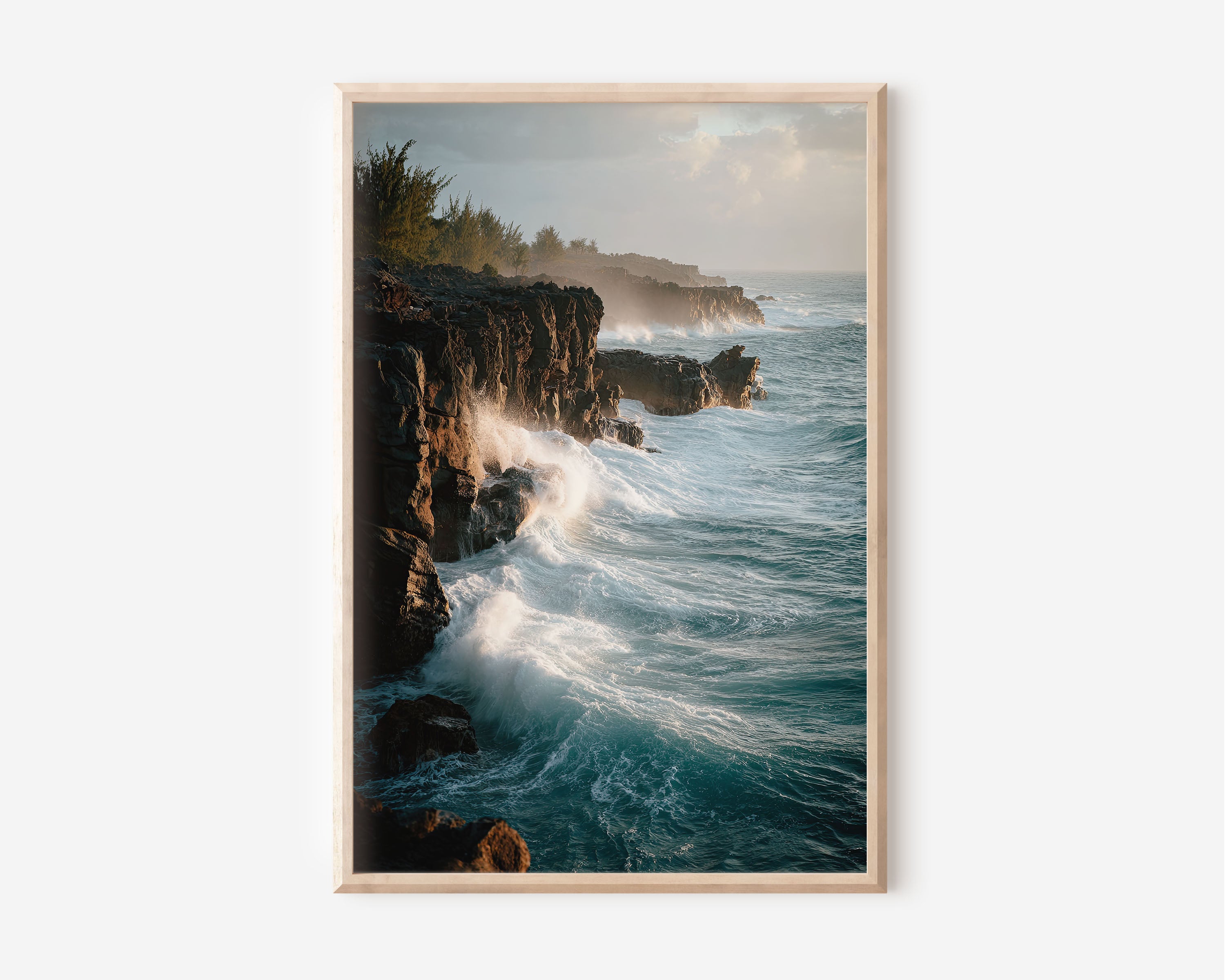 Hawaii Big Island Lava Cliffs Ocean Waves Wall Art | Wild Pacific Coastal Seascape Print | Hawaii Travel Photography