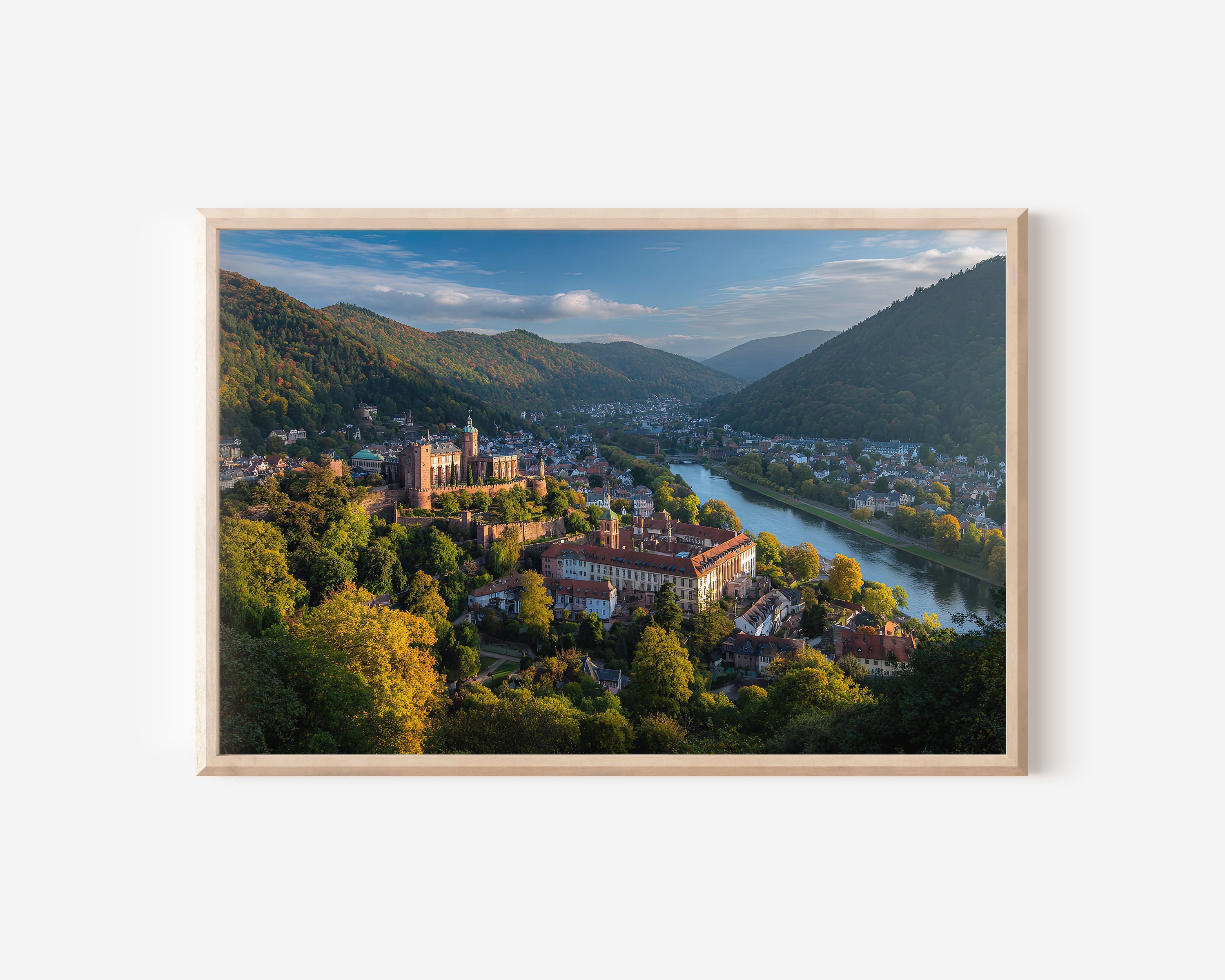 Heidelberg Castle Germany Wall Art Print – River Valley Landscape